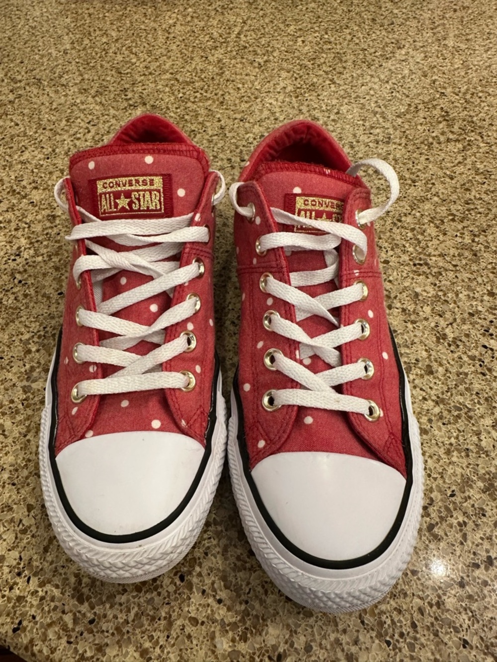 Converse Red Polka Dot Low Top Sneakers